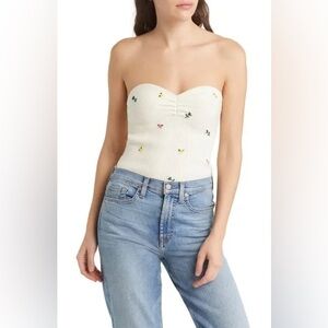 FAVORITE DAUGHTER  The Athena Strapless Rib Bustier Top Strapless Size M